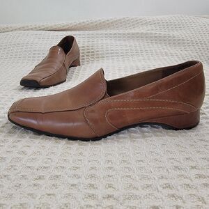 PAUL GREEN Lucy Loafers UK 6 / US 8.5 Tan Brown‎ Leather Square Toe Euro Style